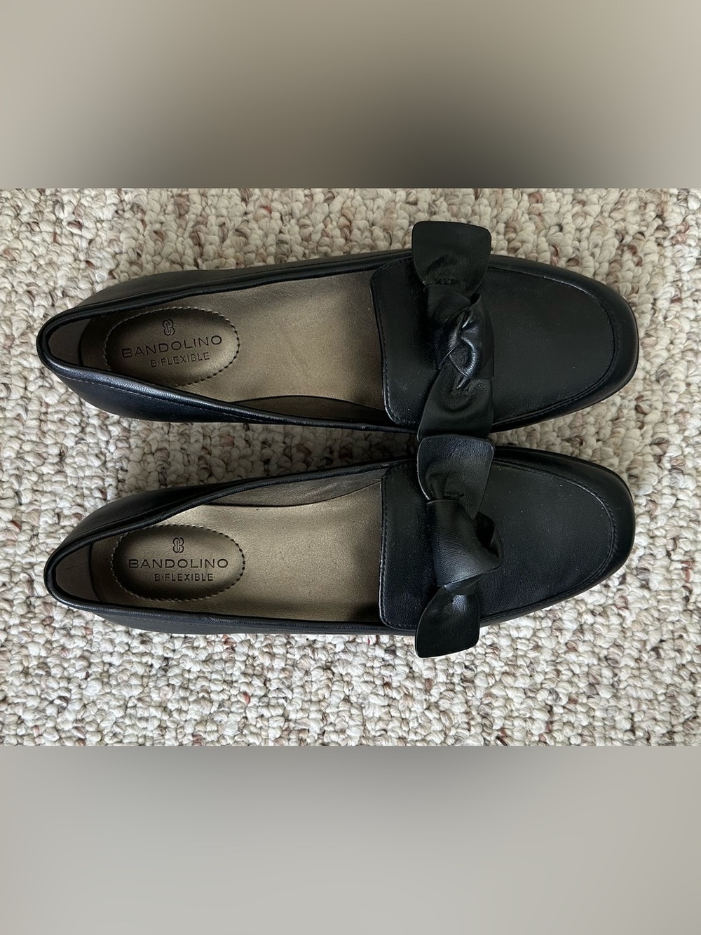 Bandolino Black Bow-Trim Leather Loafers
